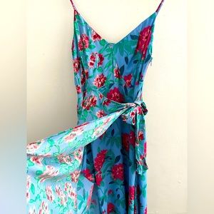 Zara Blue Floral Midi Dress Small